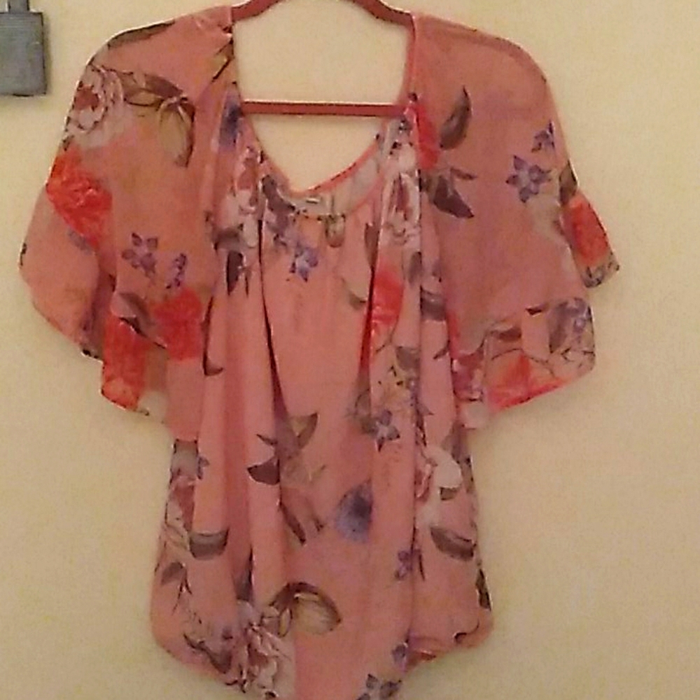 Coral floral blouse